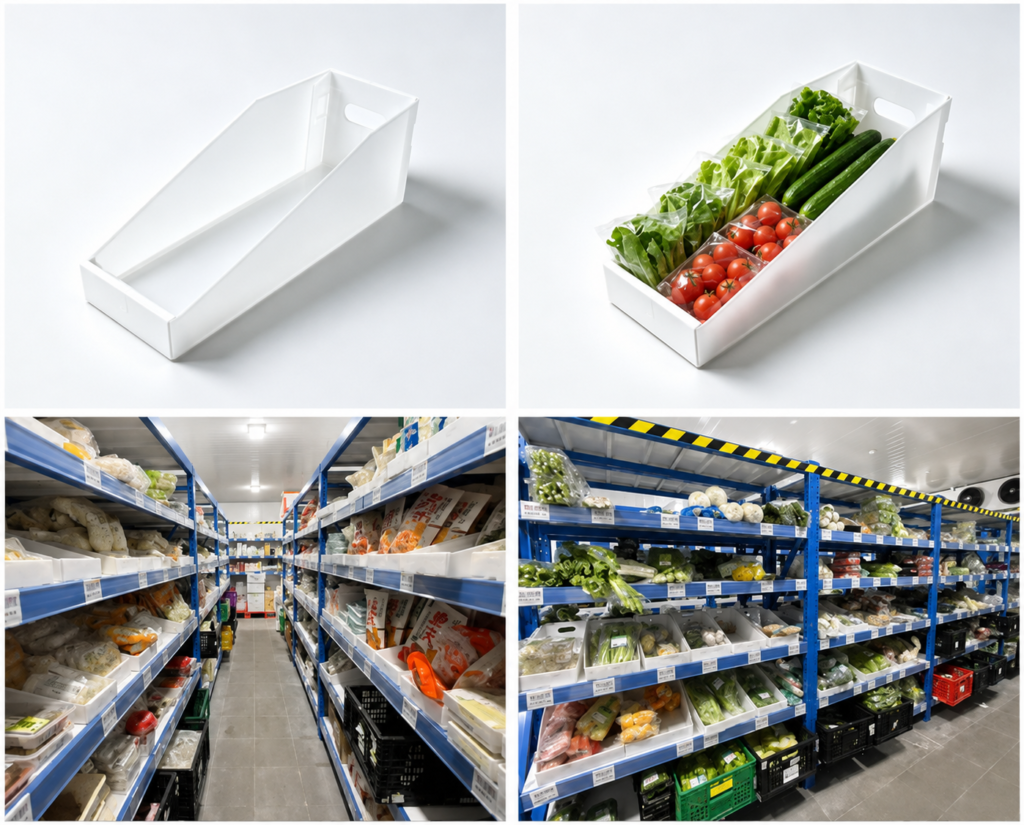 Reusable Corrugated Plastic Storage Bins for Fresh Food Cold Chain Logistics